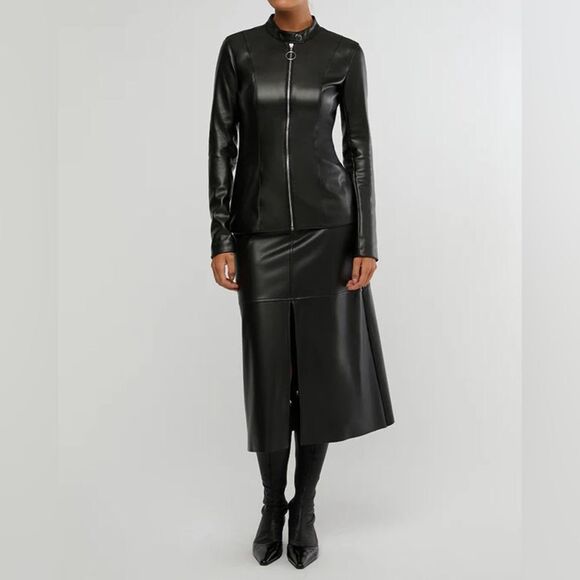 NWT WWW Vegan Leather Fitted Moto Jacket Small - Picture 1 of 10